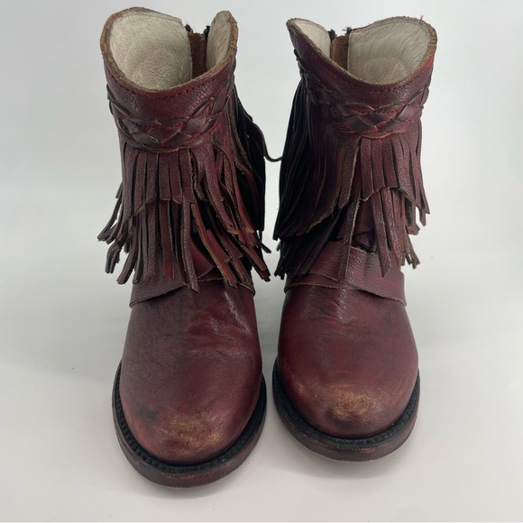 Freebird Tonto Dark Red Leather Fringe Boots - Size 6 - Picture 5 of 9